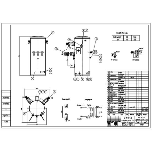 10KVA Single Phase Pole Mounted Distribution Transformer Oil immersed 4160V Manufacturer