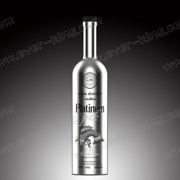 Round Vodka Electroplated Glass Crystal Bottle 500ml With Stopper