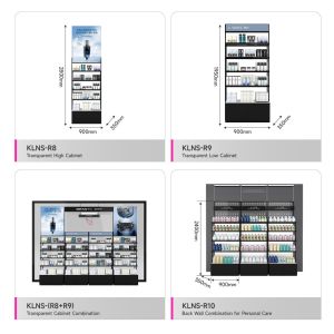 Customized Perfume Display Cabinet Black Wooden Makeup Display Furniture with