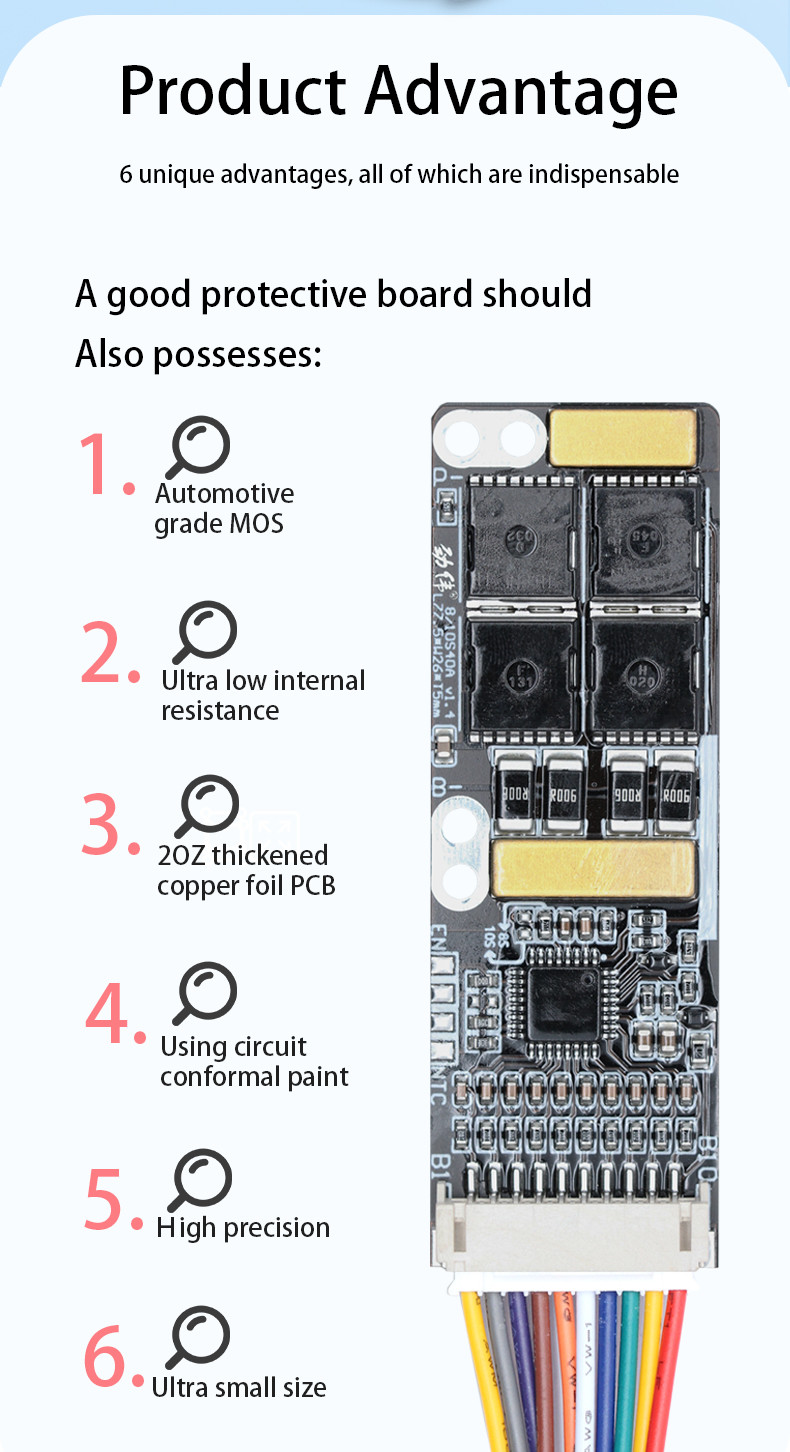 18650 Lithium Lifepo4 Battery BMS Li Ion Battery Board 8S 9S 10S 40A BMS