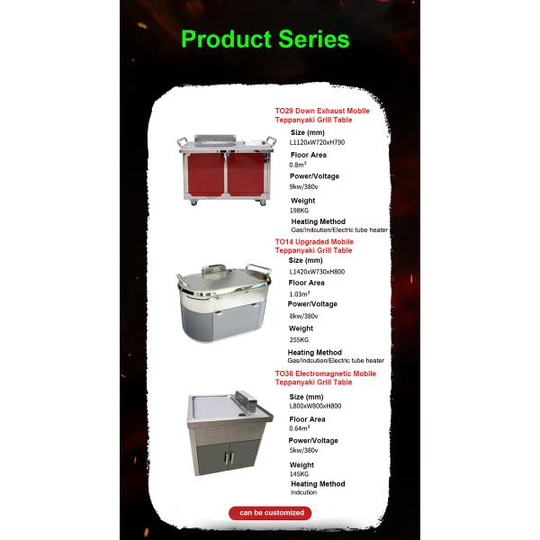 Rectangle Electromagnetic Outdoor Hibachi Grill Table For Beef / Mutton