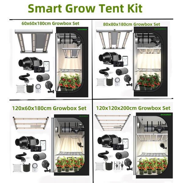 BAVAGREEN 4x4 Growbox Kit 600W Samsung LM301H EVO LED Grow Light 120X120CM Growzelt with Smart Ventilation System