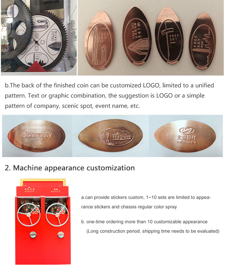 Coin Operated Arcade Game Machine Tourist DIY Souvenir Coin Press Game Machine Museum Penny Video Redemption Machine For