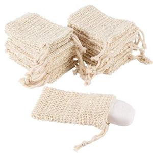 China Pretty Arts Flexible Mesh Drawstring Bags , Natural Sisal Soap Saver Bag For Foaming on sale
