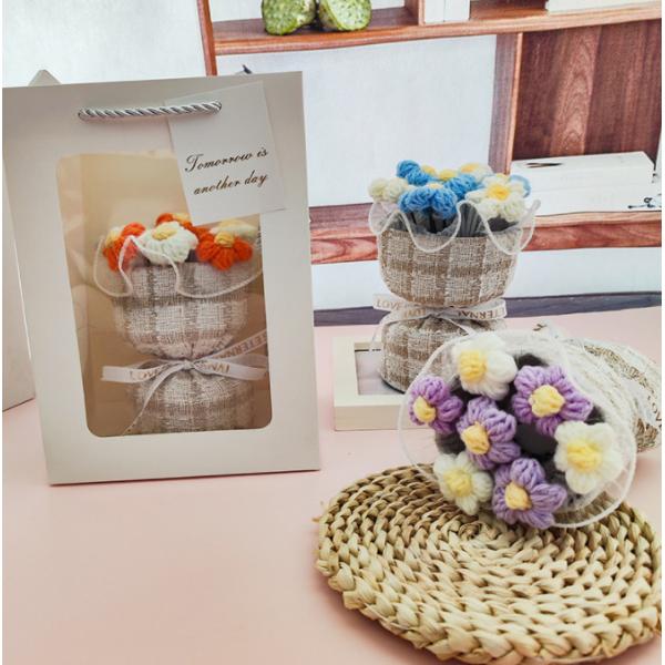 Handmade Knitted Wool Mini Puff Bouquet Beautiful Flower Variety in Multiple Colors