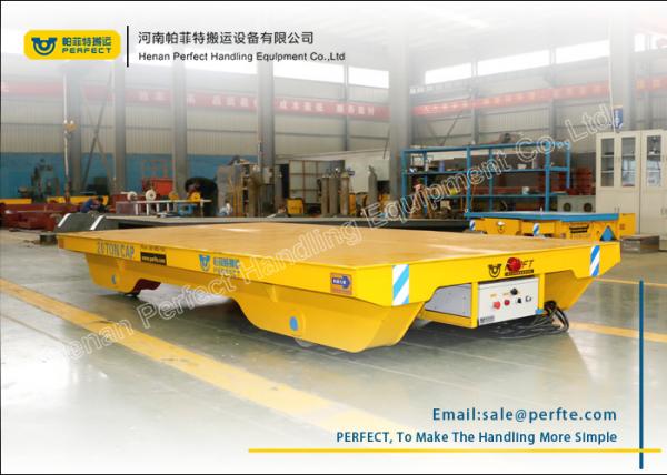 Quality remote control operation rail transfer flat cart powered by sliding line for sale