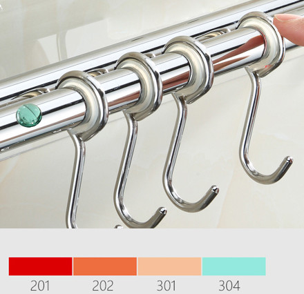 Stainless Steel 304 Wall Mounted Kitchen Shelf , Kitchen Sliding Hooks Multipurpose