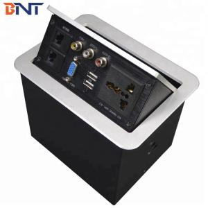 Aluminum Brushed Hydraulic Tabletop Pop Up Socket/Desktop Power Outlets with Bottom Interface Plug