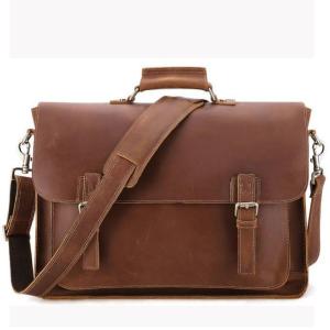 First Layer Cowhide Men'S 17 Inch Retro Laptop Messenger Bags