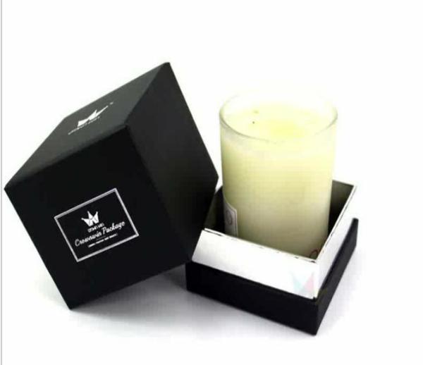 Quality custom rigid two pieces candle box with shoulder and neck Luxury lid and base candle packaging box for sale