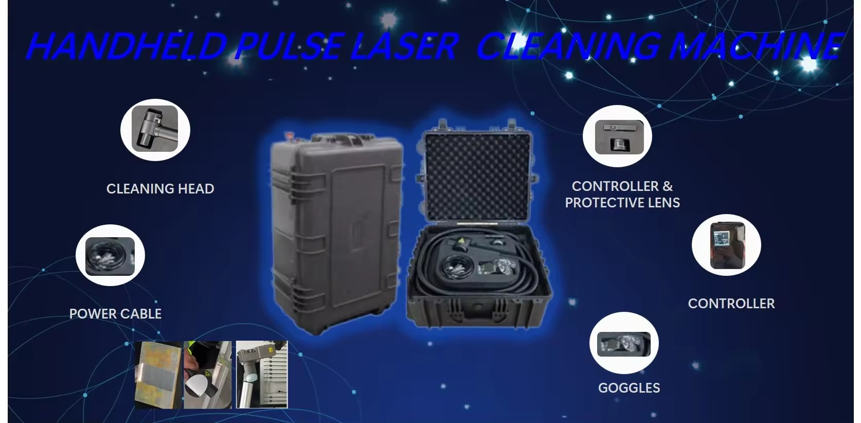 Surface Paint Cleaning Mini Air Cooling 50W 100w Hand Held Pulse Laser Cleaner for Manufacturing Plant Surface Treatment