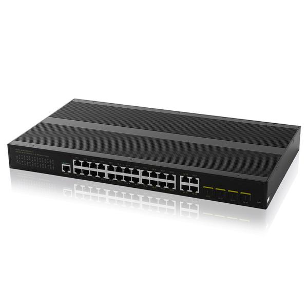 Quality 56Gbps POE Powered Unmanaged Switch 24 Gigabit POE Port 4 SFP Slot Port for sale