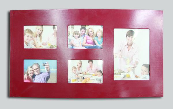 Quality wave shaped photo frame wood photo frame red photo frame multi picture photo frame for sale