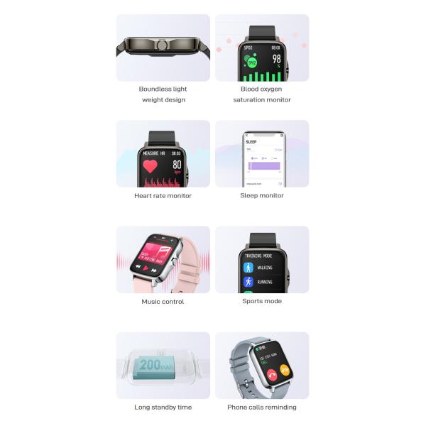 P38 HRS3300 Sensor Heart Rate Blood Pressure Watch Multi Functional