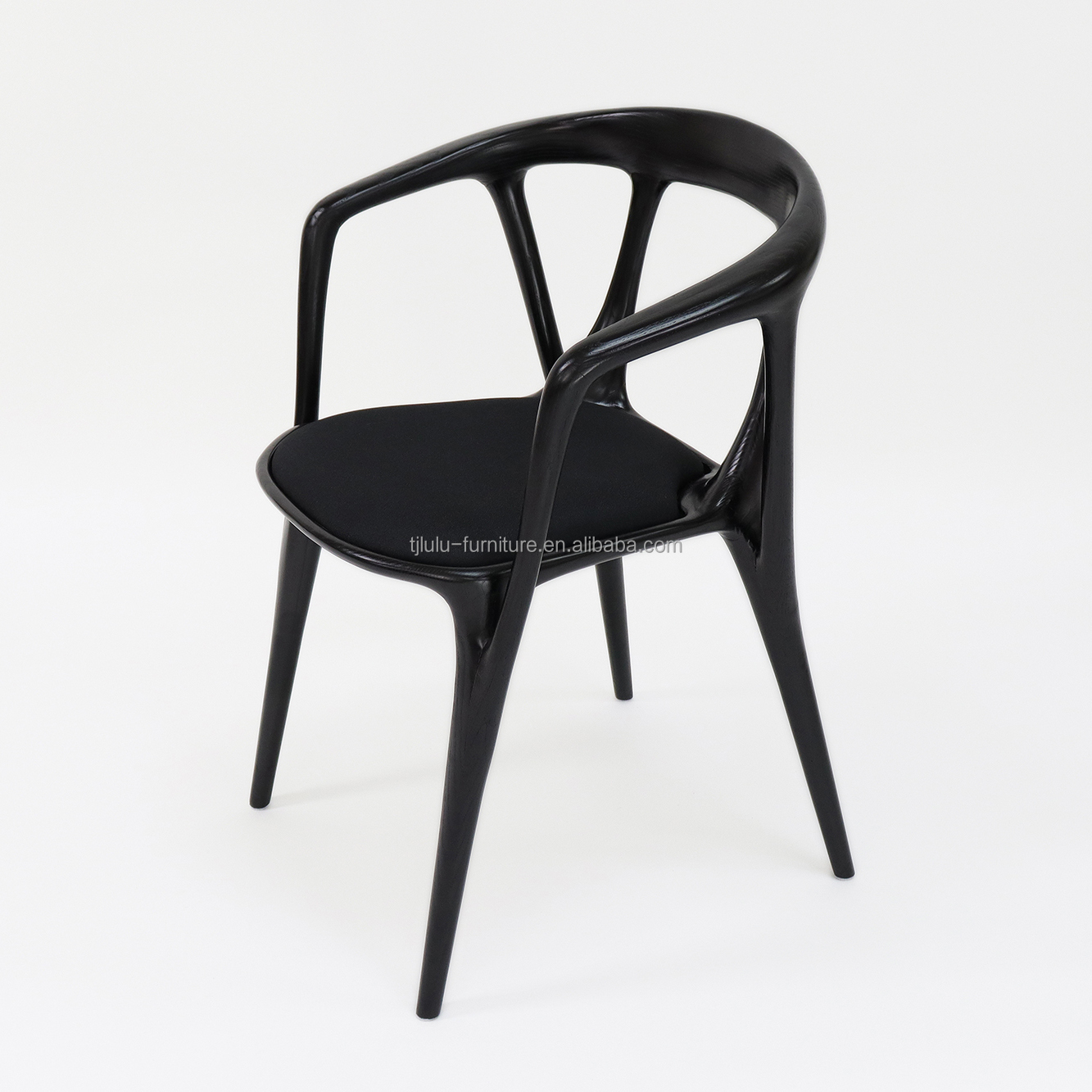 Wood Frame Fabric Armchair for Nordic Style Hotel Restaurant Dining Room Furniture Living Room Bedroom