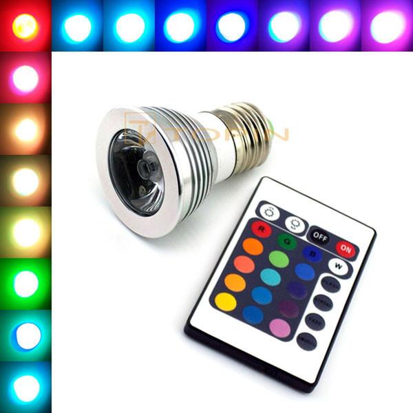 Quality E27 3W Bulb Lamp Colorful 16 Color Changing RGB LED Light Bar AC85-265V + IR Remote for sale