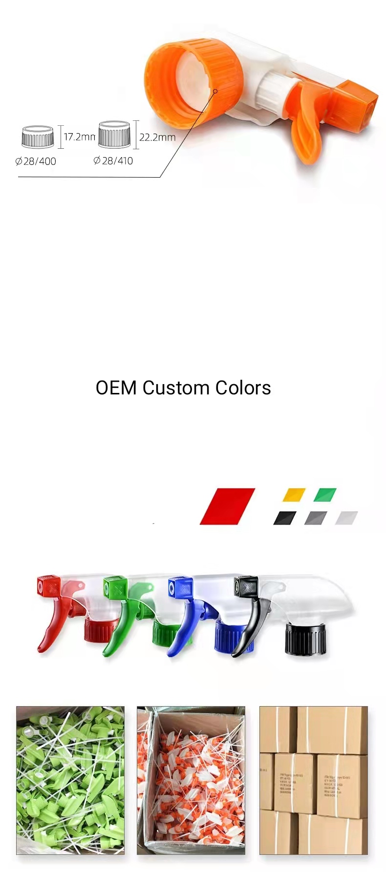 Colorful 28/410 triggers A trigger D trigger for bottles