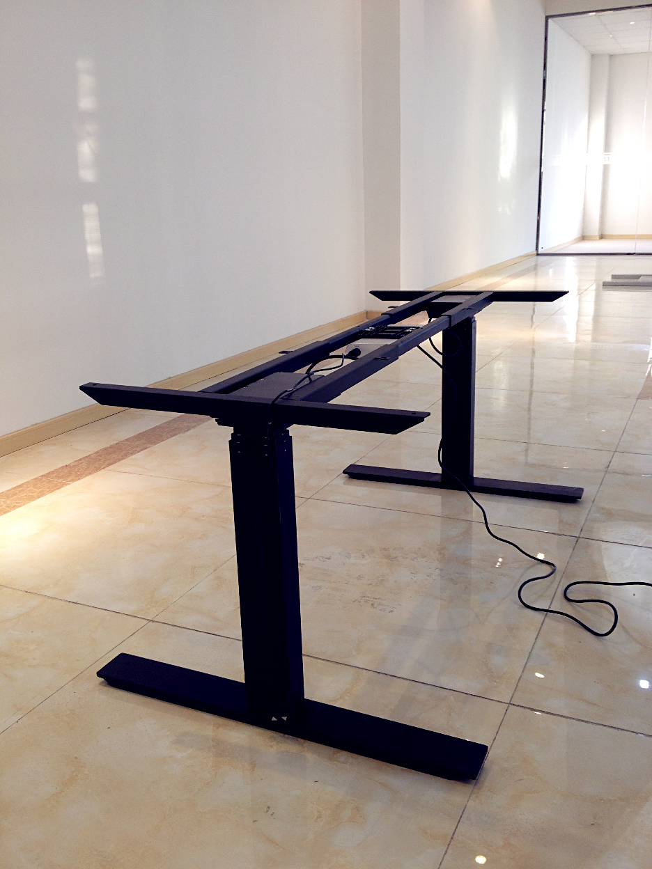 electric 2 segment desk leg for standing office desk, back to back height adjustable desk fram