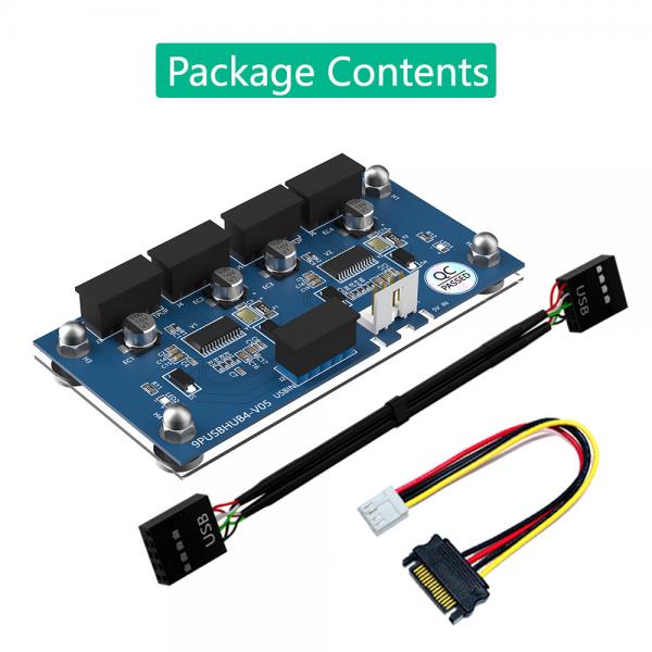 9Pin USB Hub PCB Adapter card Extension Motherboard Male 1 To 4 Female