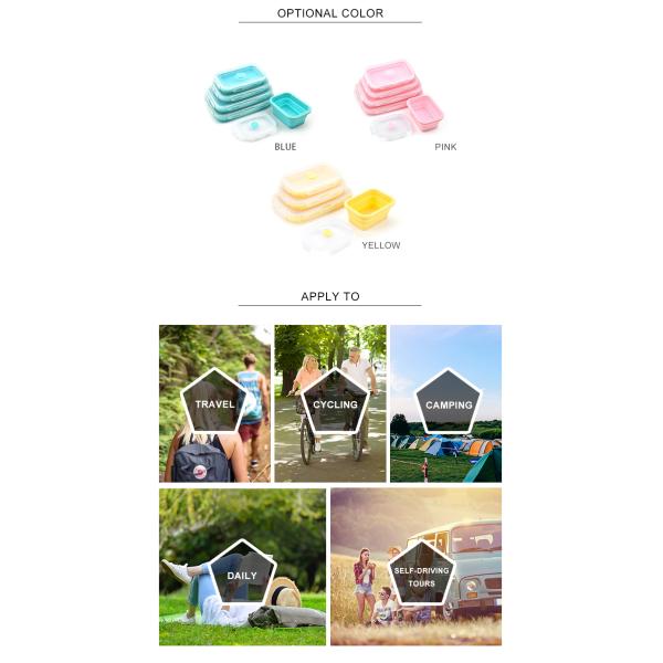 Bpa Free 550ml 1L 3L Camping Foldable Lunch Box