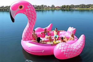 China Giant Pink Inflatable Flamingo Pool Float Outdoor Lake Adults Float Inflatable For Party on sale