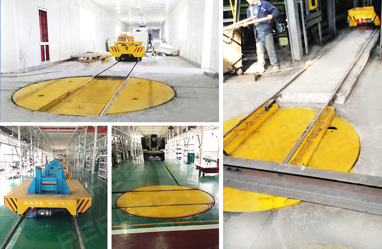 Heavy load industrial turntable rail transfer car for factory material crossing transportation in warehouse