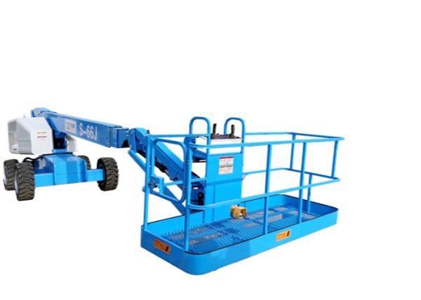 Quality Blue Grey Color Portable Boom Lift  Commins Engine Manual Platform Lowering Valve for sale