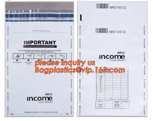 money locking security bag courier plastic bag, plastic self adhesive evidence bag/security bag, Temper-Evident Bags, De