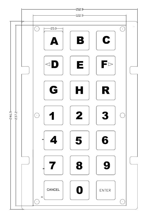 Personalized Metal Numeric Keypad 21 Keys Matrix Type Sus304 Stainless Steel Material