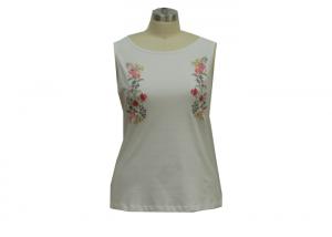 Buy cheap Cotton Jersey Embroidery Ladies Tank Tops Crew Neck Camisole OEM / ODM product