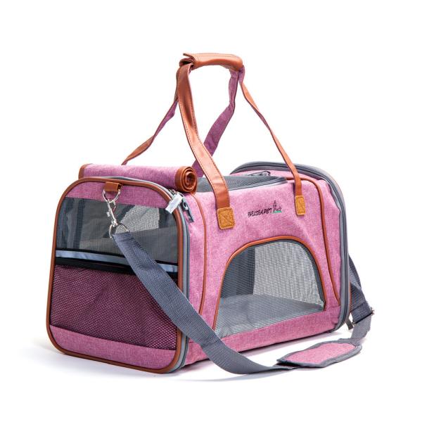 Grey Airline Approved Pet Carrier Bag For Small Dogs Fits Underneath Airplane Seat