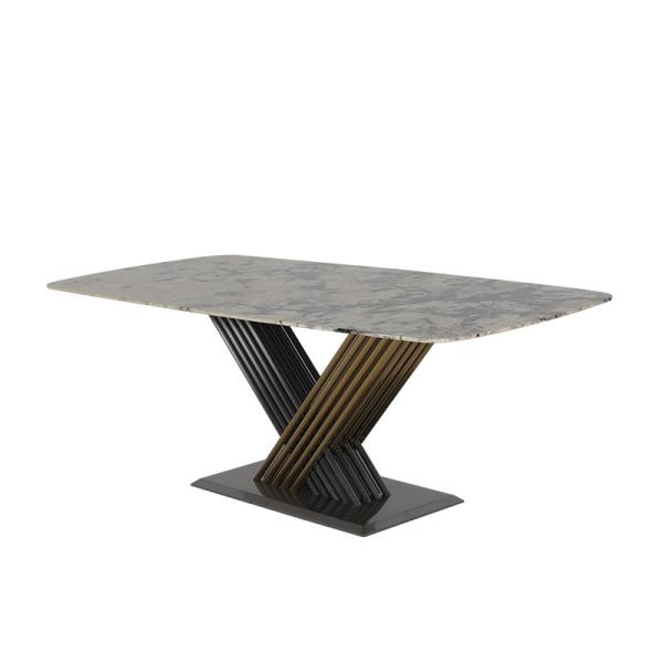 Quality Stainless Marble Rectangle Dining Table Restaurant Furniture Dining Room Use for sale
