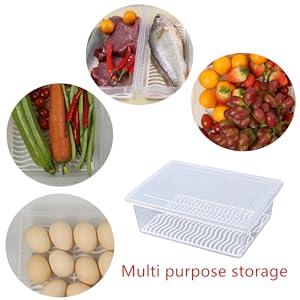 Containers With Removable Drain Plate And Lid, Stackable Portable Freezer Storage Containers - Tray