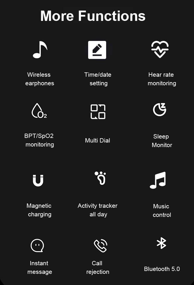 350mAH SpO2 Smart Watch With Earbud Inside Bluetooth Music Play