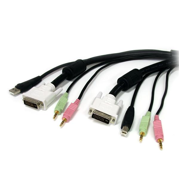 Quality 6 ft 4 in1 USB DVI KVM Cable with Audio and Microphone for sale