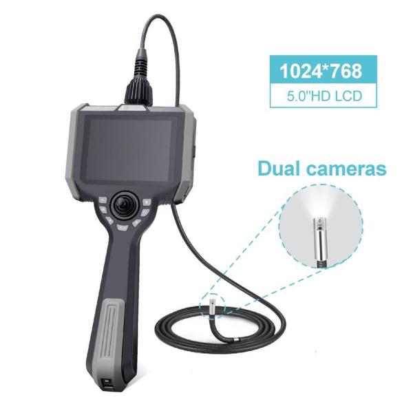 6.0mm 1.0MP HD 5 inch 360 degree articulation borescope industrial endoscope industrial endoscope IP67 inspection camera