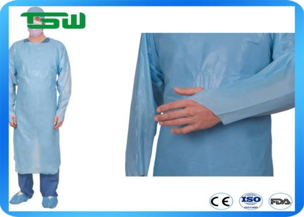 Quality Non Sterile Disposable CPE Thumb Loop Gown With Long Sleeve for sale