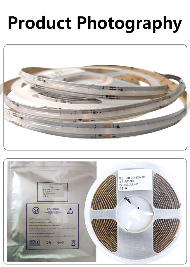24v Addressable LED Light Strip Rgb Dimmable Cob Light Strip With 672 Leds Quantity