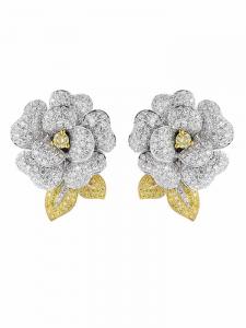 Buy cheap Camellia Ear Clip Ear Ring Design 18k White Gold Diamond Earrings For Women product
