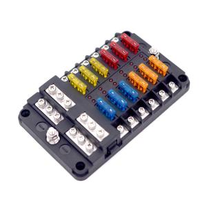 12-Way Blade Fuse Blocks 30A ATC 12 Way Fuse Holder With Ground Negative Bus LED