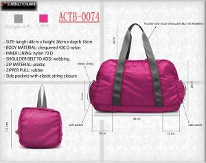 China 70D red color nylon foladble travel bag-folding traveling tote bag-fashional handbag desig on sale