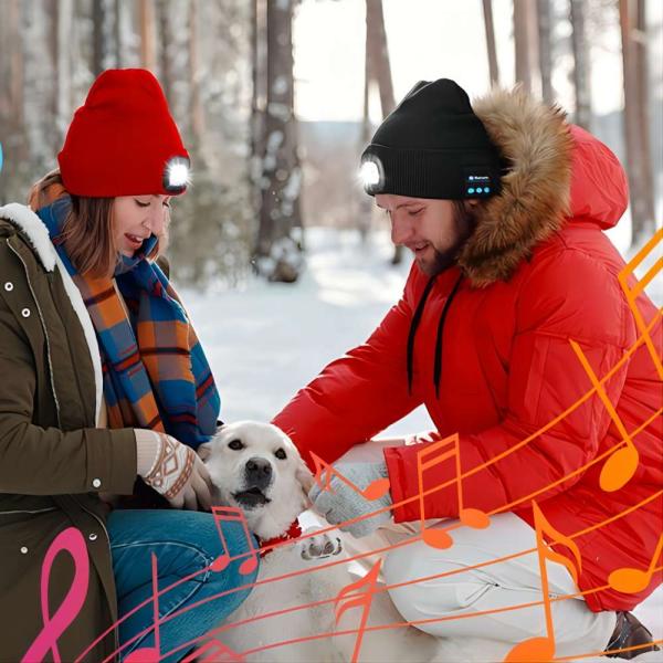 Phones Calls Music Playback Bluetooth LED Hat With 4 LED Light For Night Walking