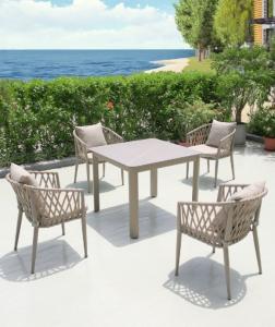 Outdoor Furniture Handmade Woven Rattan Aluminium Chair And Round Tea Table Set