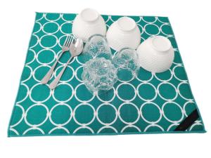 220gsm Fabric Dish  Drying Mat For Kitchen Counter Rack Pad Green Printing