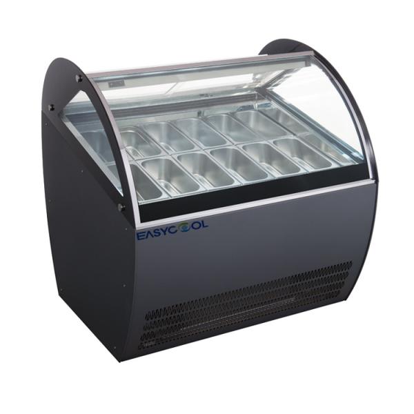 Quality Curved Glass Ice Cream Showcase Freezer 16 Pans 1510*1100*1280mm Customized Color for sale