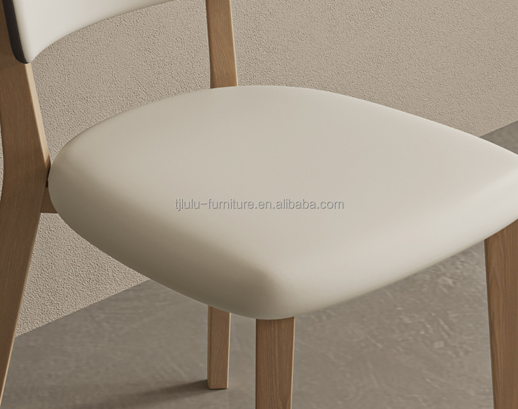 Hotel Dining Chairs W47*D48*H86CM Morden Nordic PU Leather Wood Chair for Dining Room Furniture Upholstered