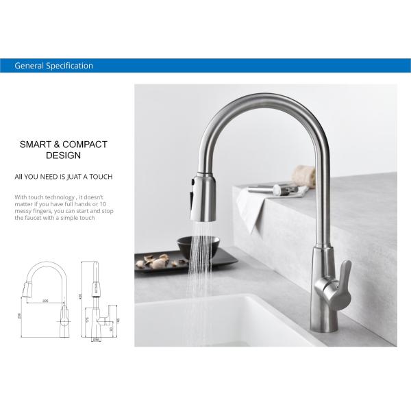 Water Saving Touch Sensor Kitchen Faucet ODM With 35mm Ceramic Cartridge