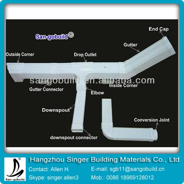 Quality K type pvc rain gutter with all fittings for sale