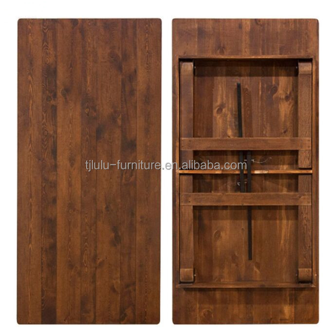Banquet Hotel Home Wooden Folding Farm Table with Solid Pine Wood