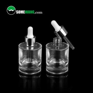 Buy cheap 50ml Essential Oil Container Round Glass Aluminum Dropper Eye Serum Bottle product